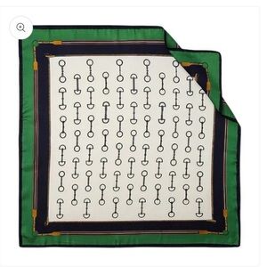 satin Elegant Green and Navy Scarf